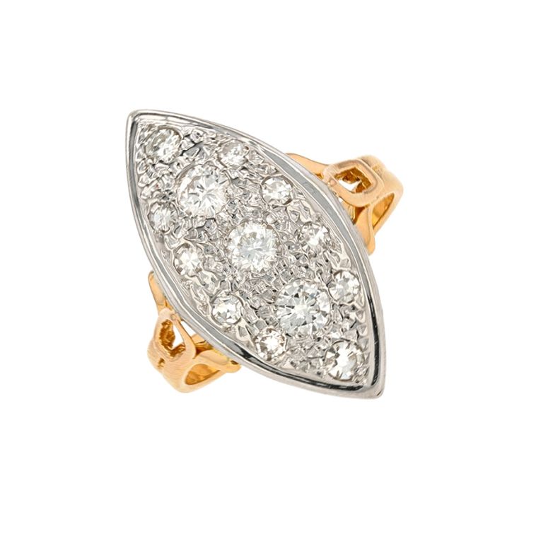 Bague marquise vintage diamants 0.84 carat 2 ors 6.15g Comme neuf -  reconditionné disponible sur Gemme Les Bijoux